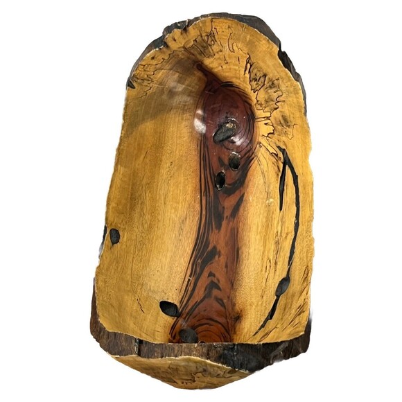 Wood Bowl Live Raw Edge Natural Knots Rustic Home Decor 12x7 Cottage Cabin Beach - Picture 6 of 10